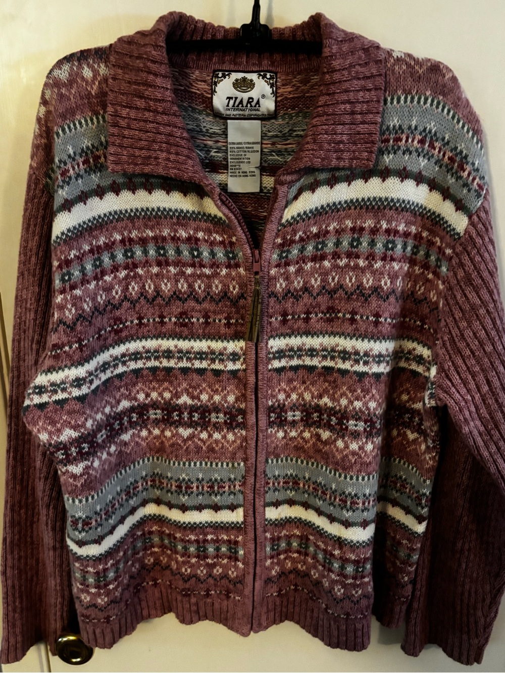 Vintage Y2K Tiara Fair Isle Cardigan-Size XL